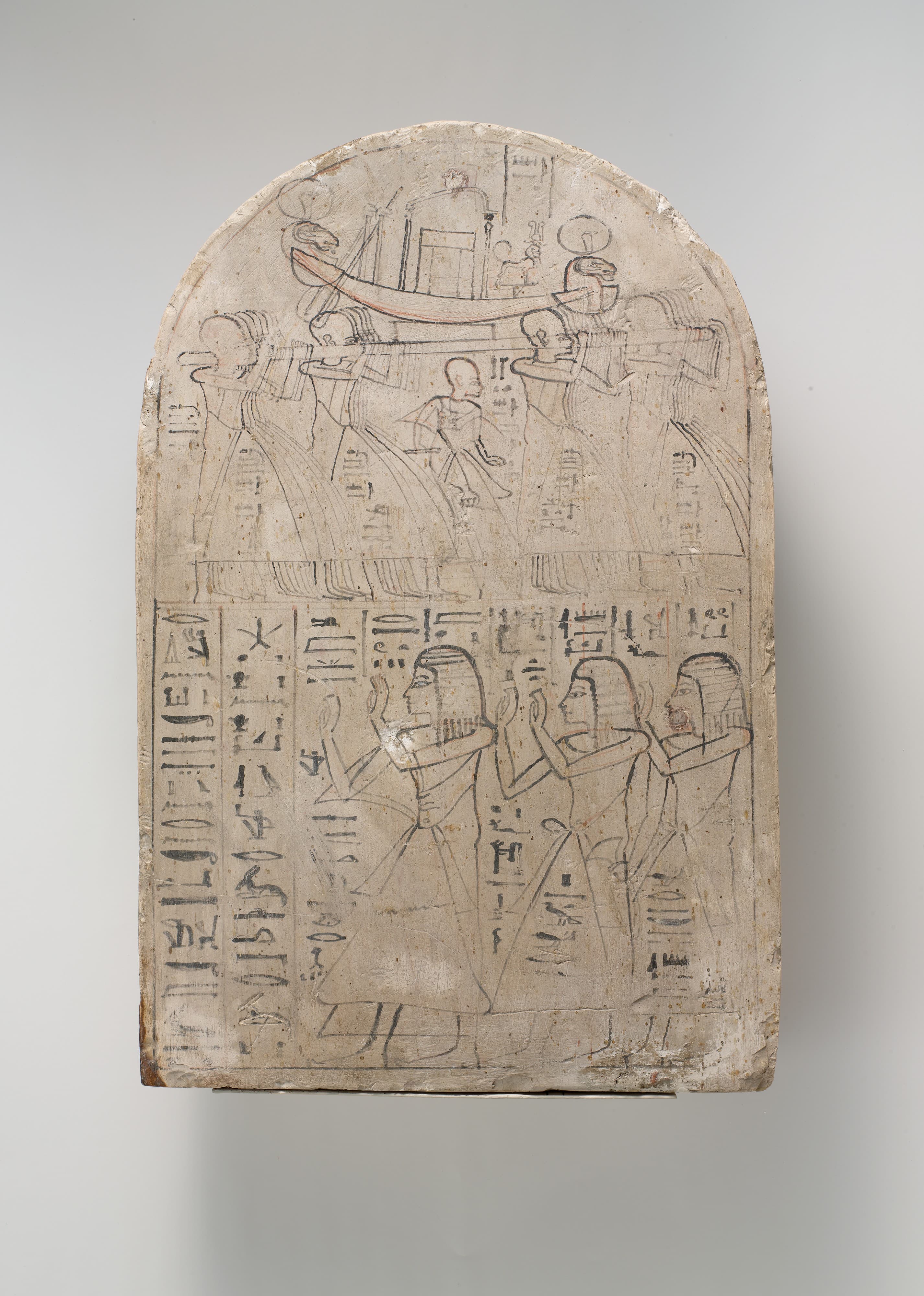 Stela of the royal scribe Amunnakht praising the divine barque of Amun-Re, Lord of the Thrones of the Two Lands by Ancient Egyptian (Unknown)