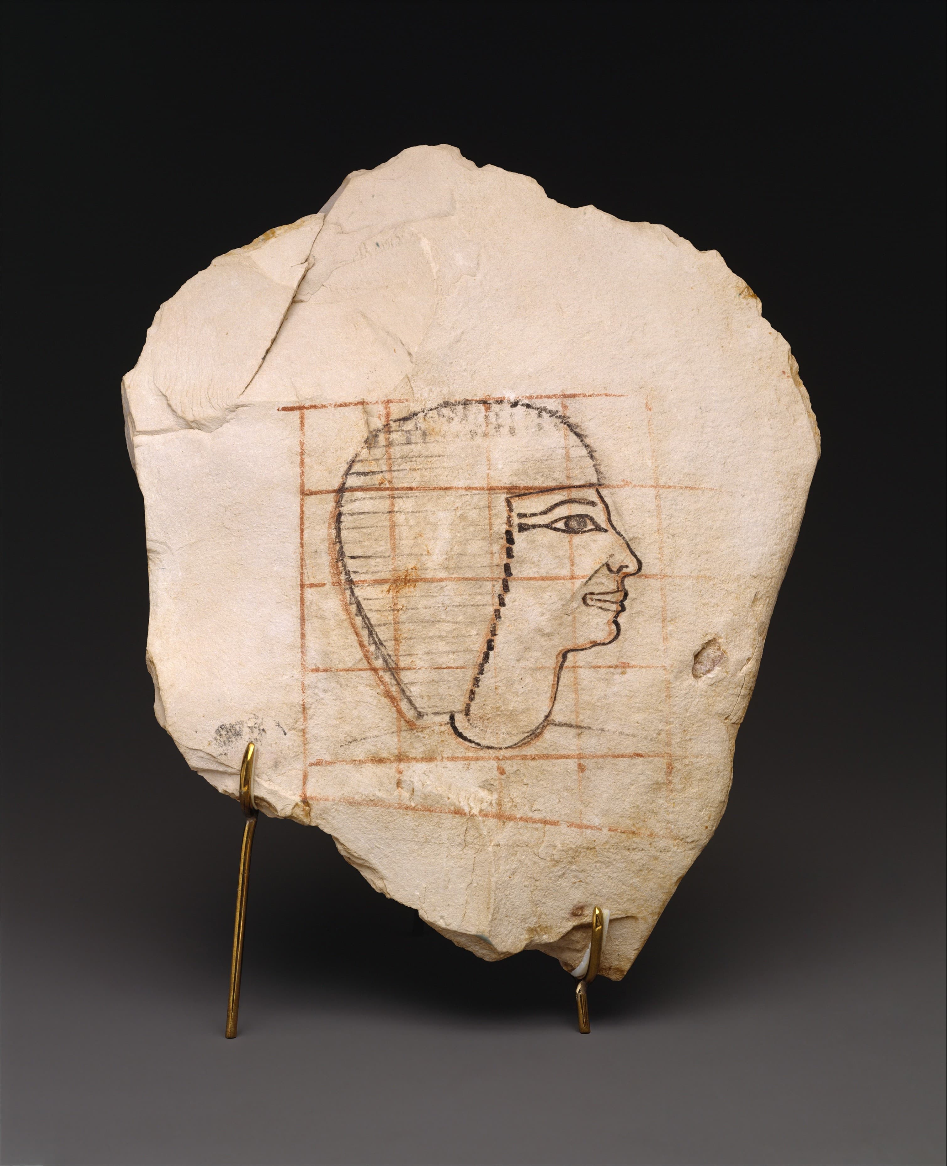 Artist's Gridded Sketch of Senenmut by Ancient Egyptian (Unknown)