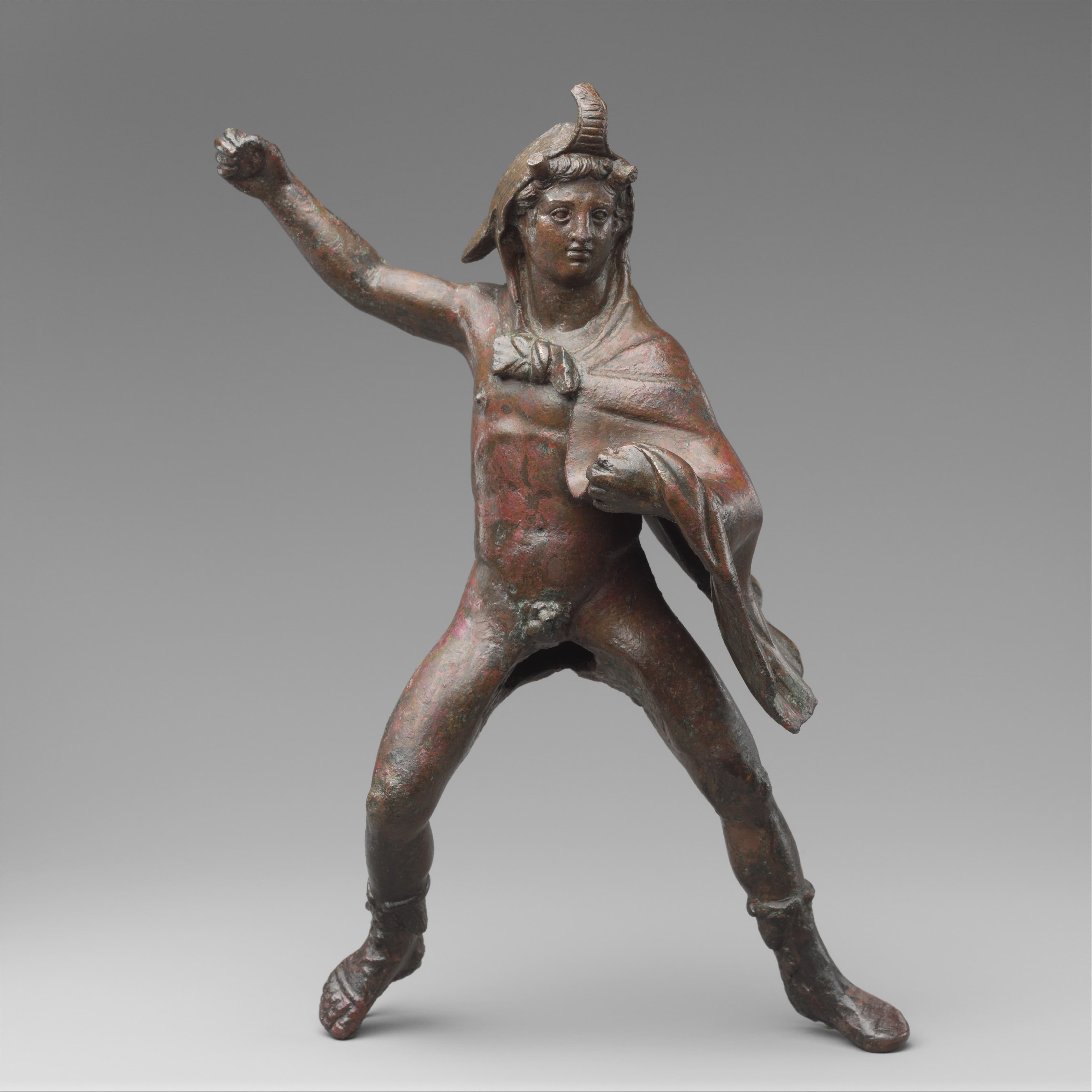 Bronze statuette of a rider wearing an elephant skin by Ancient Greek (Unknown)