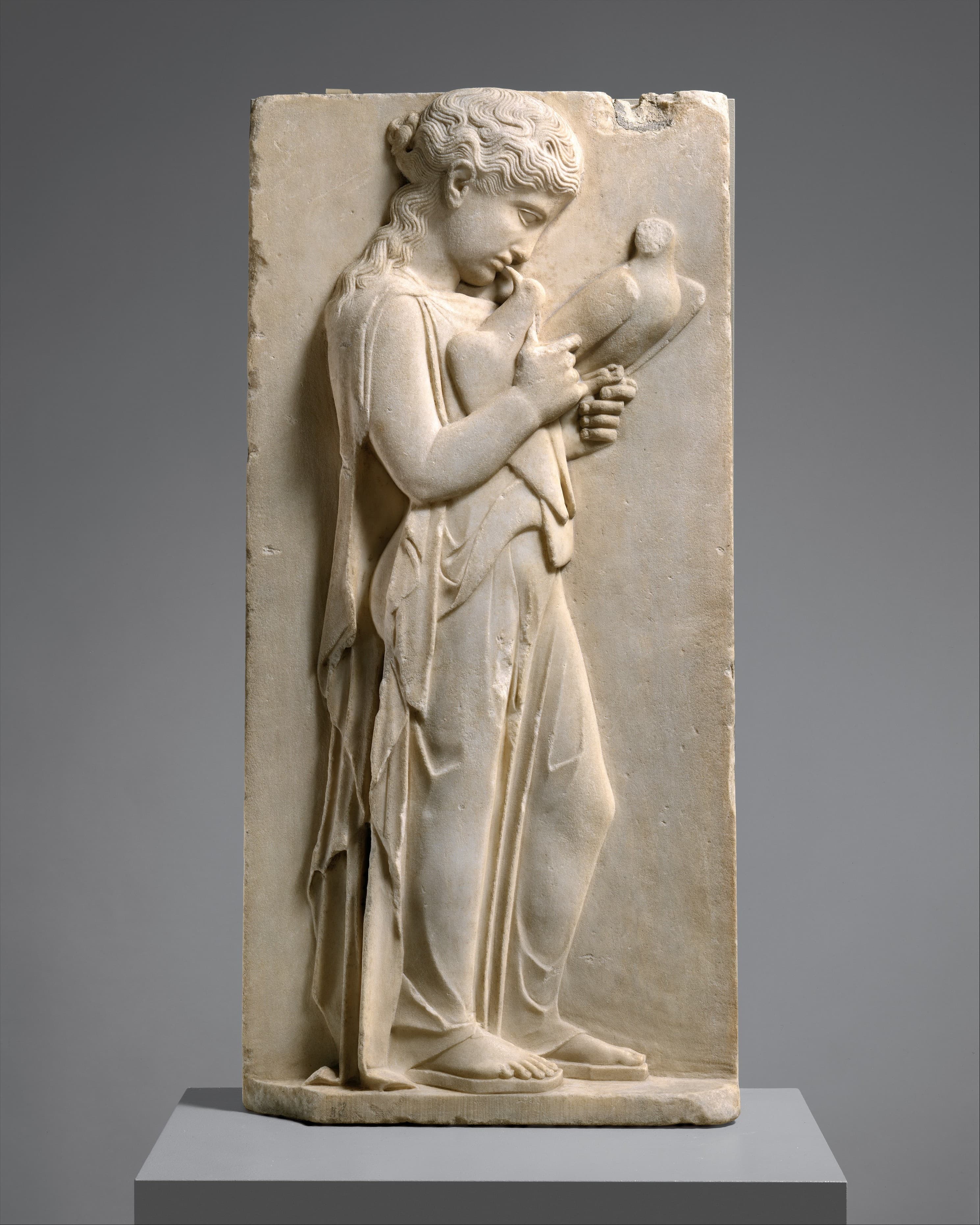 Marble grave stele of a little girl by Ancient Greek (Unknown)