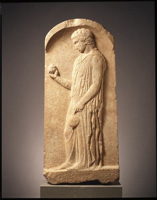 Marble stele (grave marker) of a young girl by Ancient Greek (Unknown)