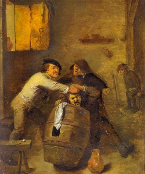 Peasants Quarrelling in an Interior by Adriaen Brouwer at Private Collection