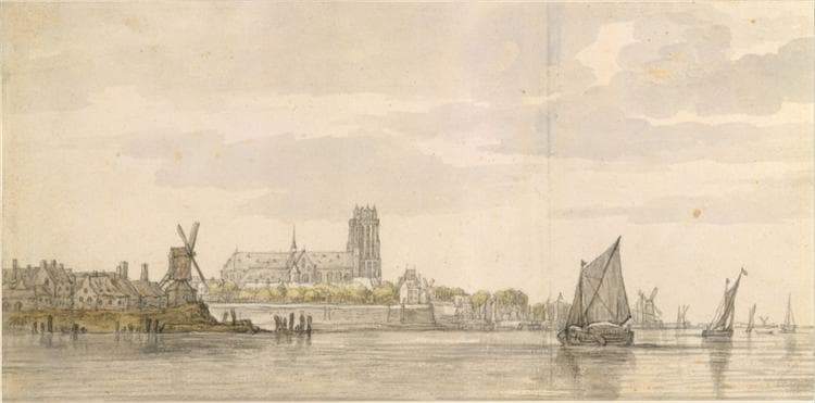 View of the Groote Kerk in Dordrecht from the River Maas by Aelbert Cuyp