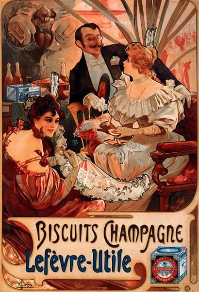 Biscuits Champagne Lefèvre Utile by Alphonse Mucha at Private Collection