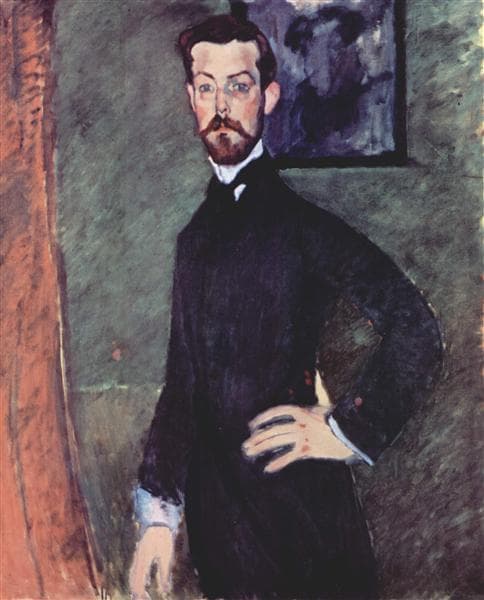 Portrait of Paul Alexander on green background by Amedeo Modigliani