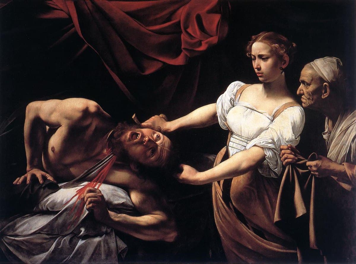 Judith Beheading Holofernes by Caravaggio (1599), Oil on canvas at Galleria Nazionale d'Arte Antica (Palazzo Barberini)