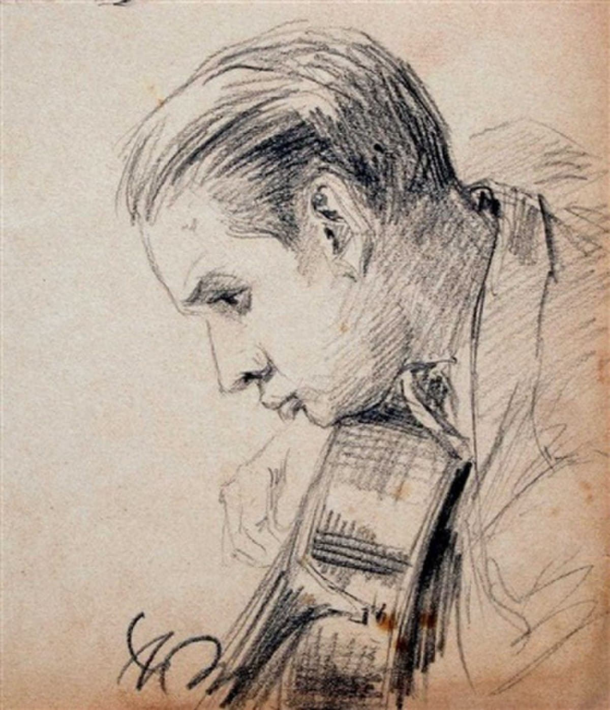 Guitarist by Adolph Menzel