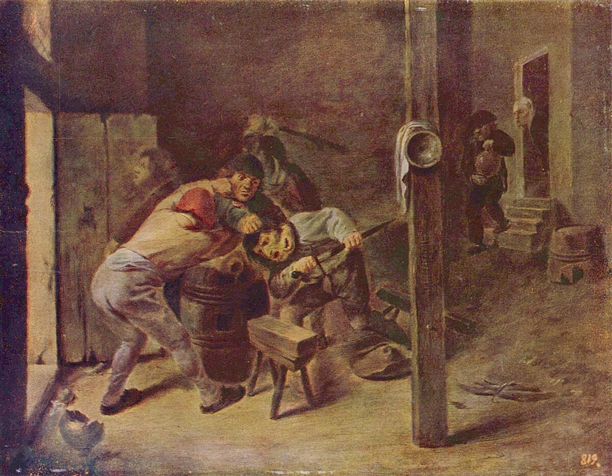 The brawl by Adriaen Brouwer