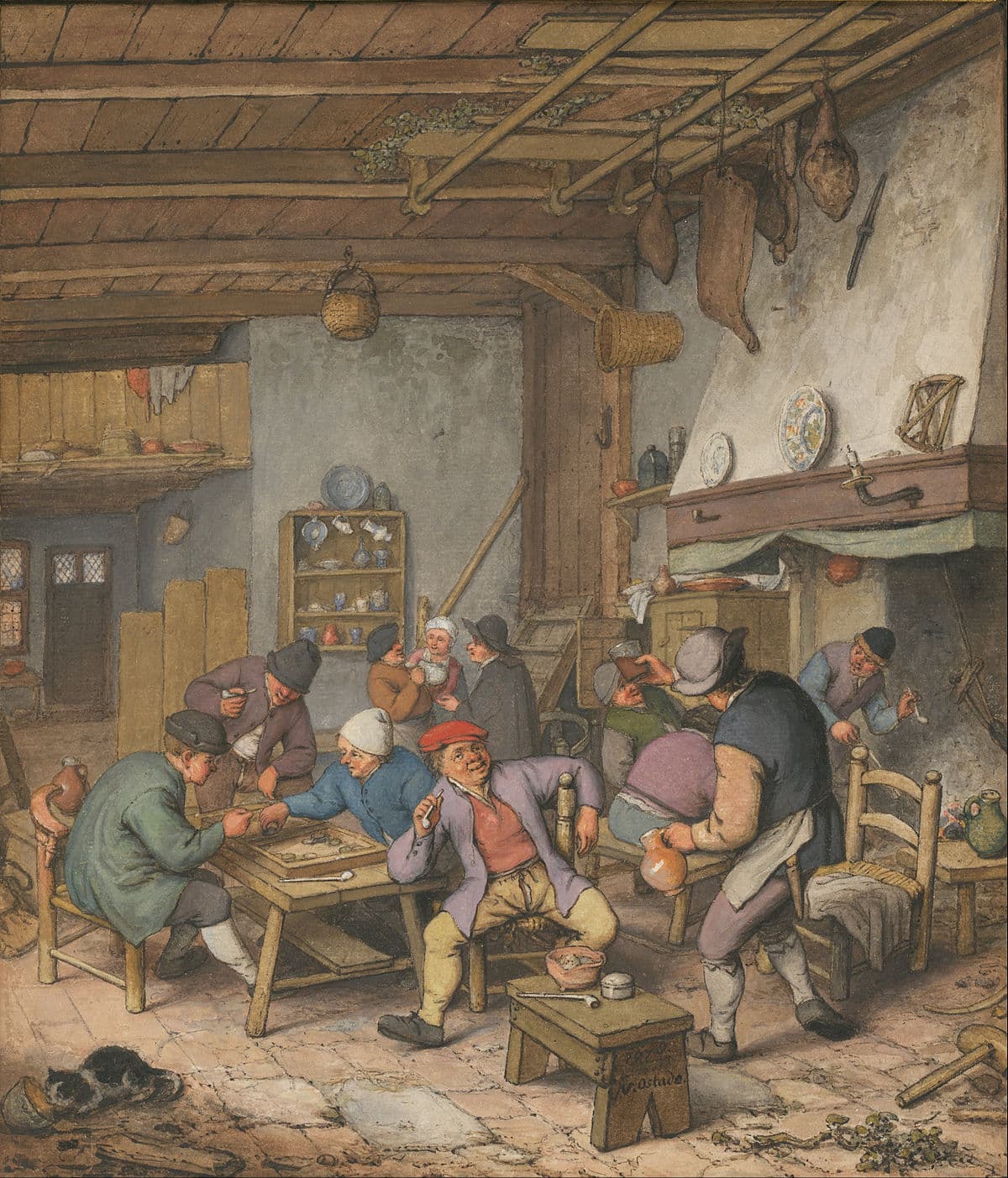 Drinking Peasant in an Inn by Adriaen van Ostade at Private Collection