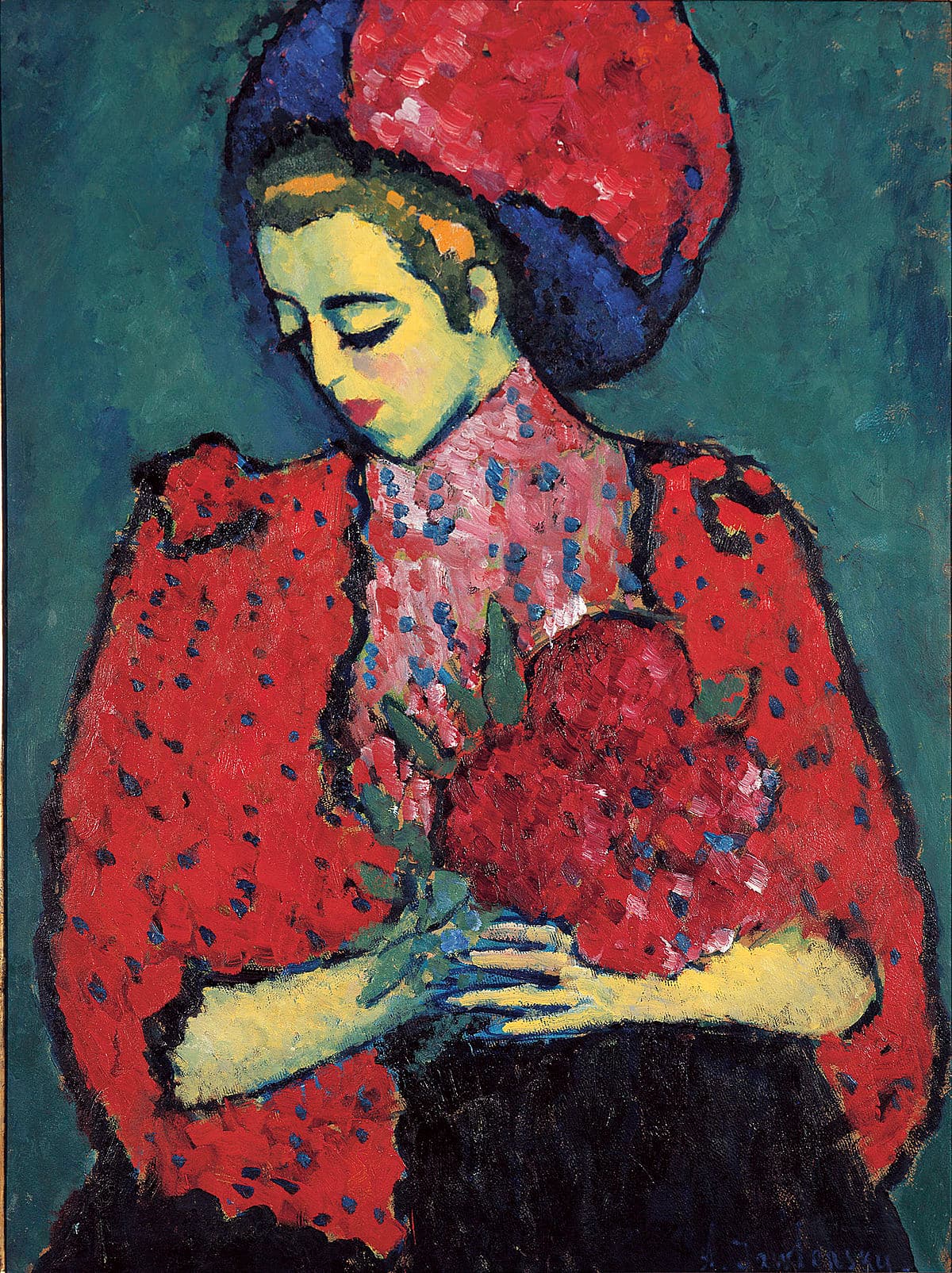 Young Girl with Peonies by Alexej von Jawlensky at Von der Heydt Museum, Wuppertal