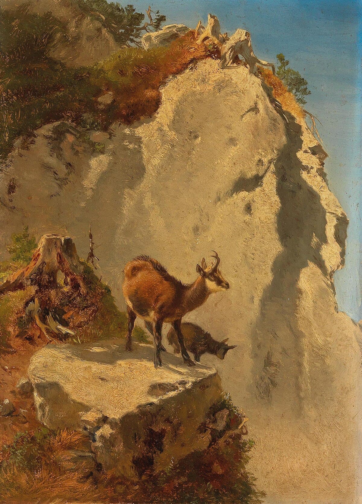 High mountains with chamoises by Arnold Böcklin