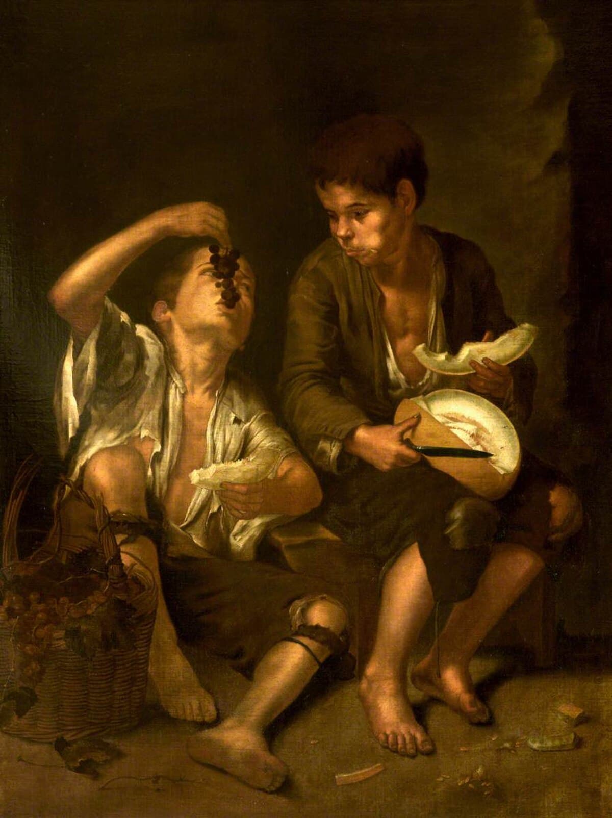 Two Boys Eating a Melon and Grapes by Bartolomé Esteban Murillo