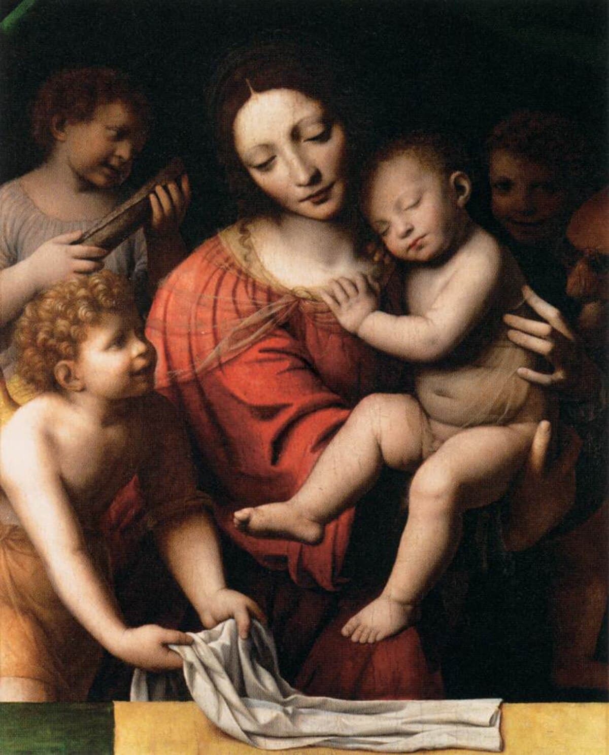 Madonna and Sleeping Child with Three Angels by Bernardino Luini