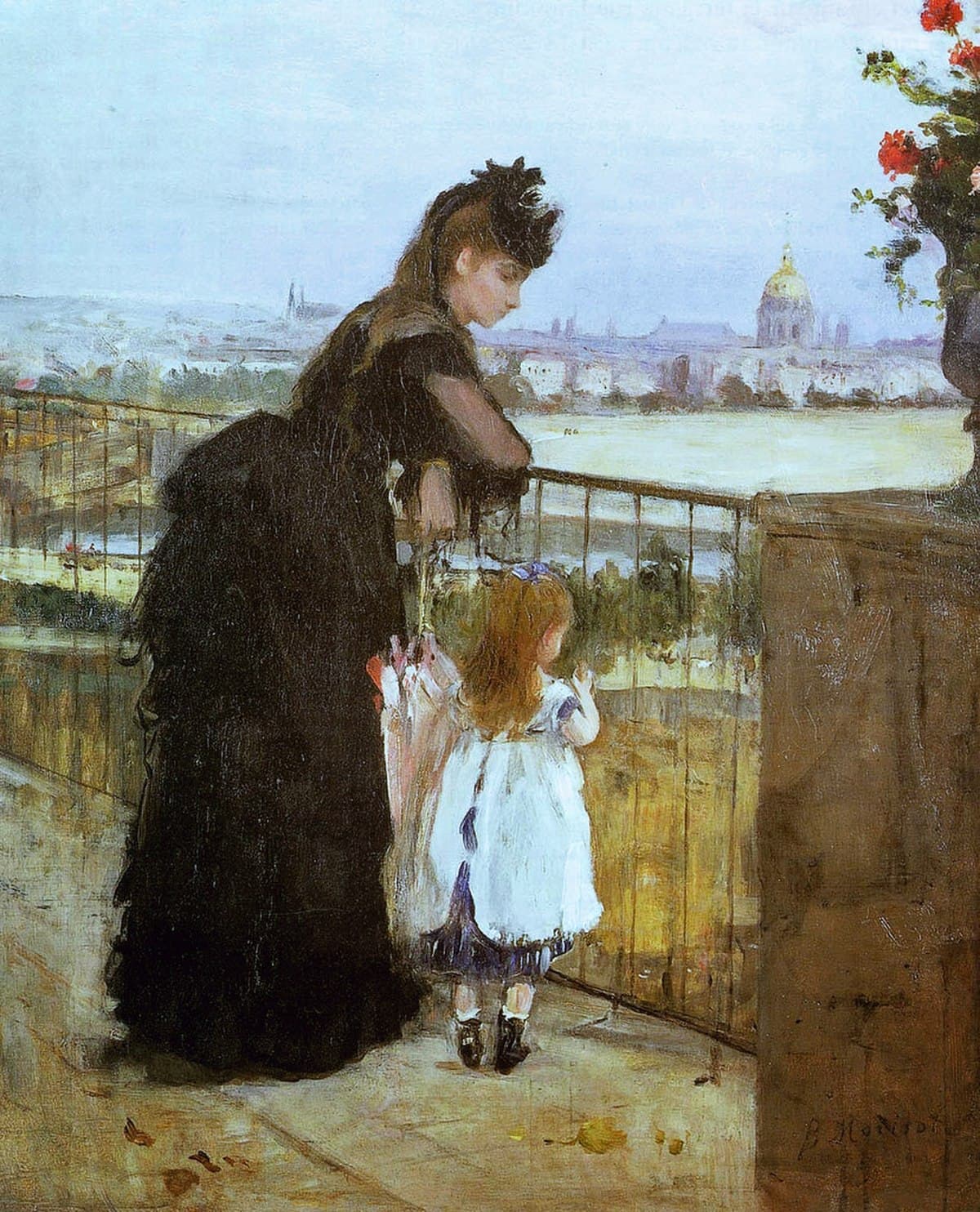 Woman and child on the balcony