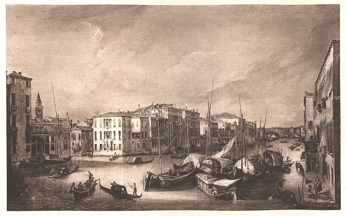 Grand Canal: Looking North East toward the Rialto Bridge by Canaletto