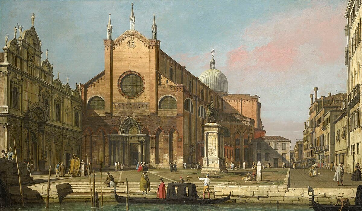 Santi Giovanni e Paolo and the Scuola de San Marco by Canaletto at Staatliche Kunstsammlungen Dresden, Dresden