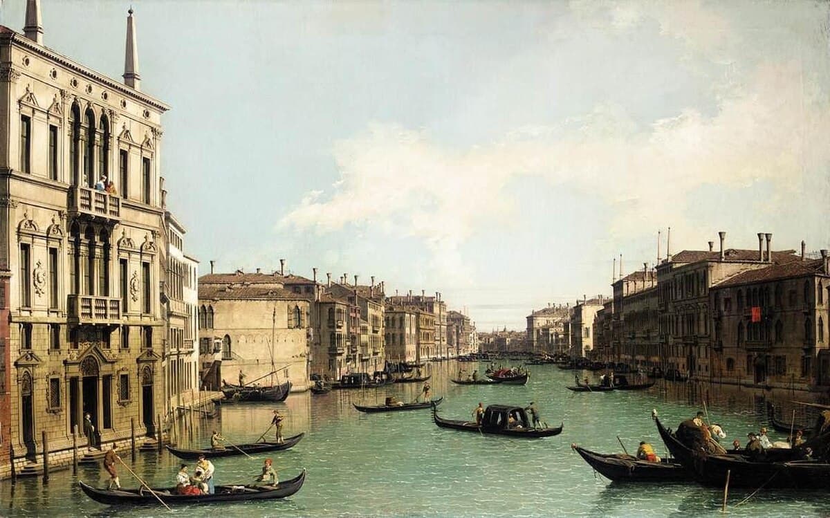 Venice: The Grand Canal, Looking North East from Palazzo Balbi to the Rialto Bridge by Canaletto