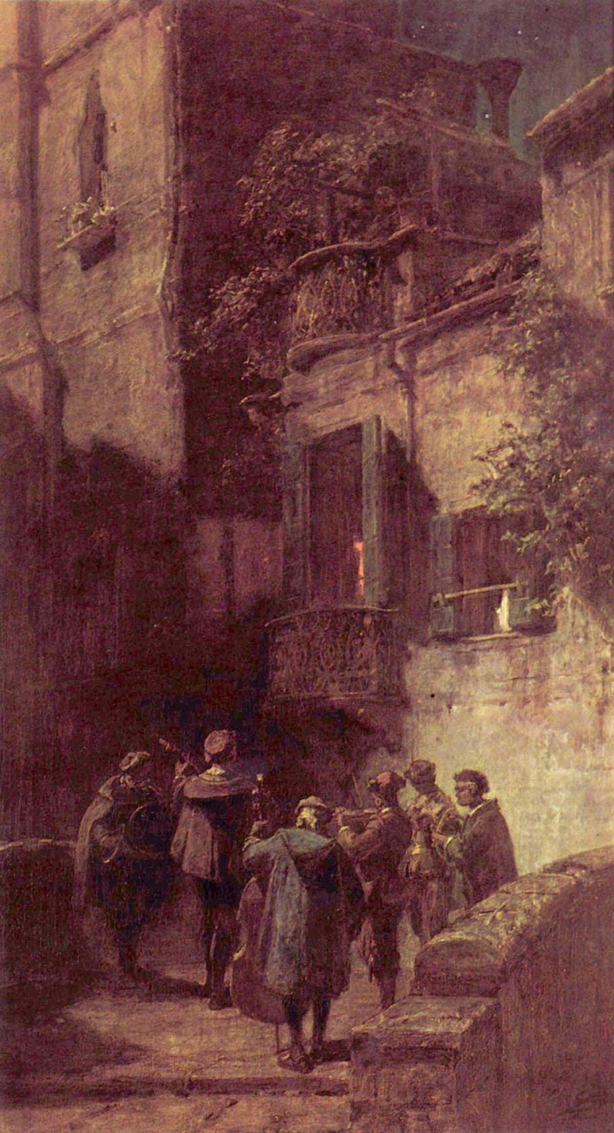 The serenade by Carl Spitzweg at Private Collection