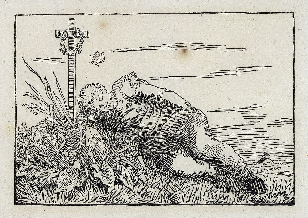 Boy sleeping on a grave by Caspar David Friedrich