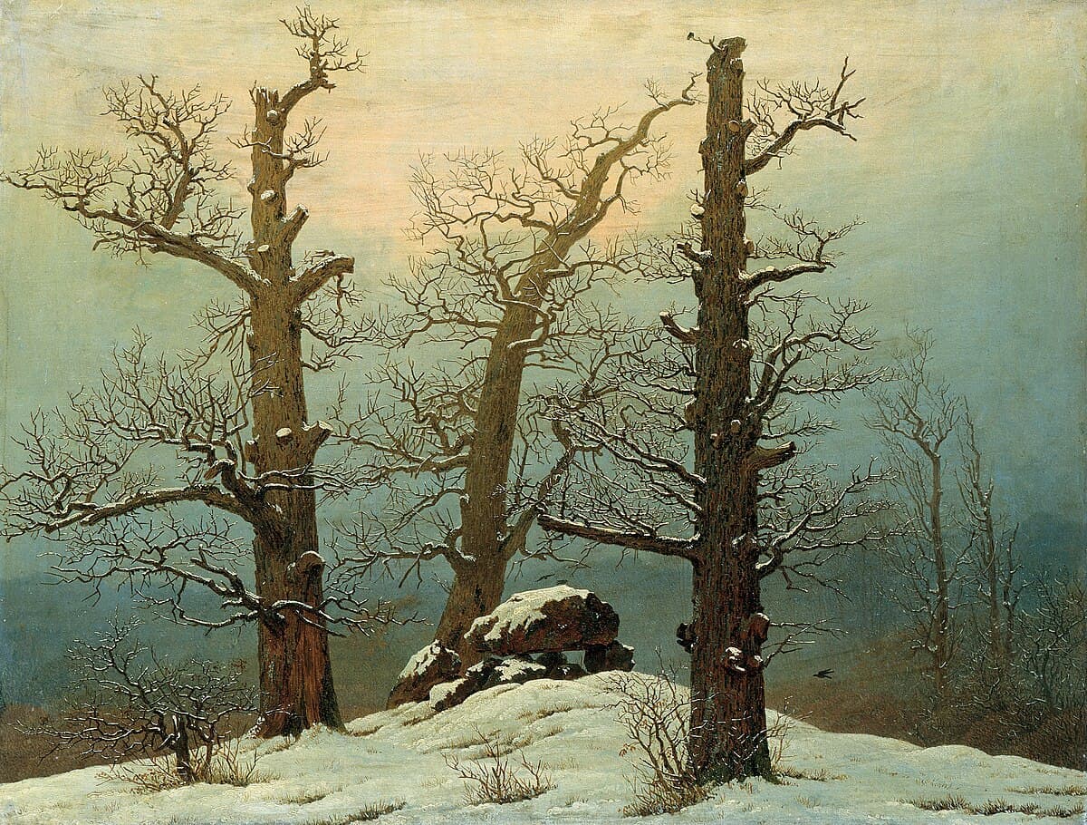 Dolmen in snow by Caspar David Friedrich