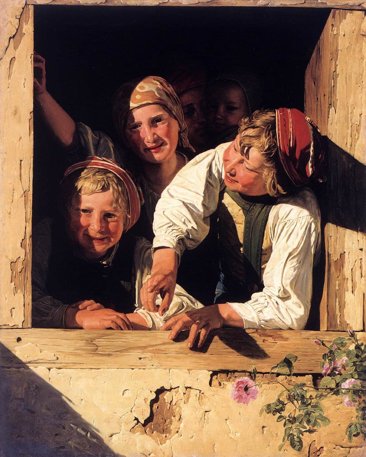 Children at a Window by Ferdinand Georg Waldmüller