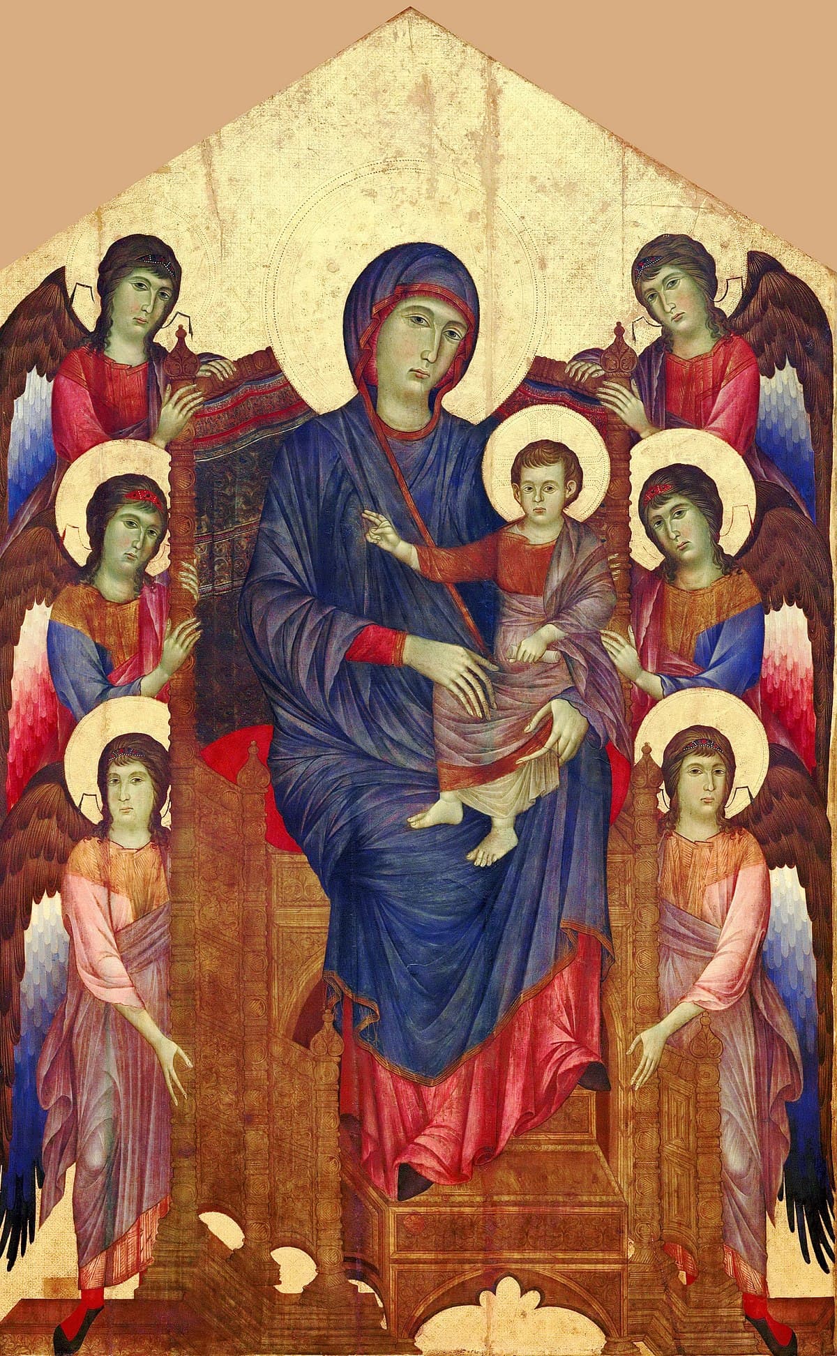The Virgin and Child in Majesty surrounded by Six Angels by Cimabue at Louvre, Paris