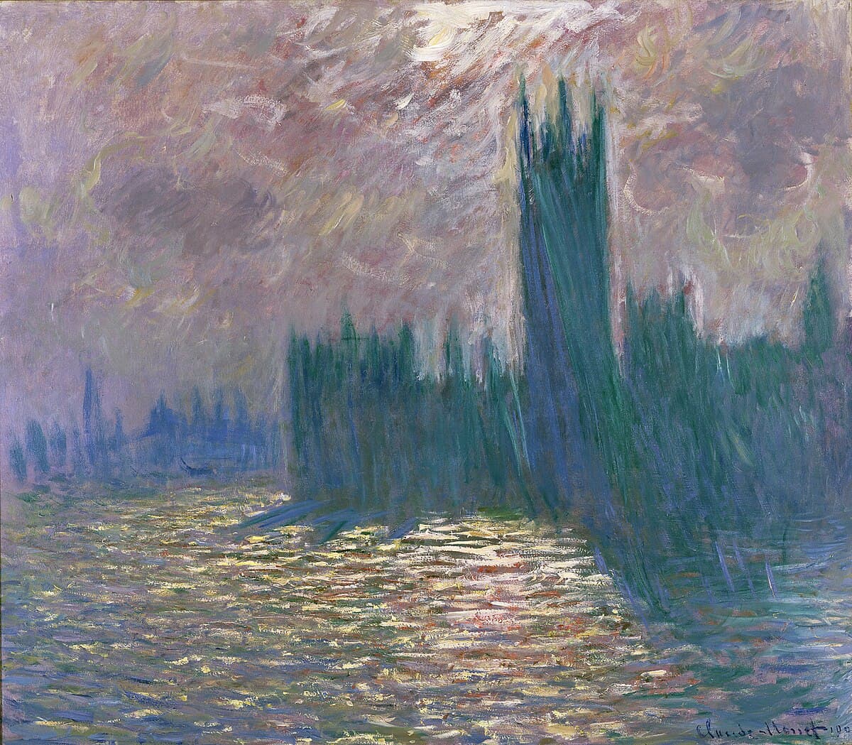 Parliament, Reflections on the Thames by Claude Monet