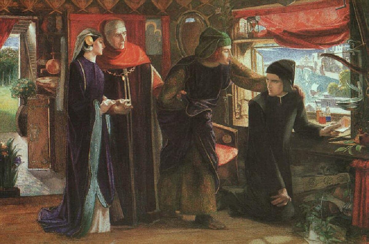 The First Anniversary of the Death of Beatrice by Dante Gabriel Rossetti at Ashmolean Museum, Oxford