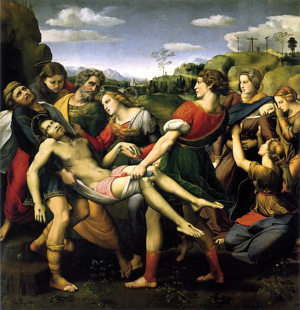 The Deposition (Borghese Entombment) by Raphael (1507), Oil on panel at Borghese Gallery, Rome