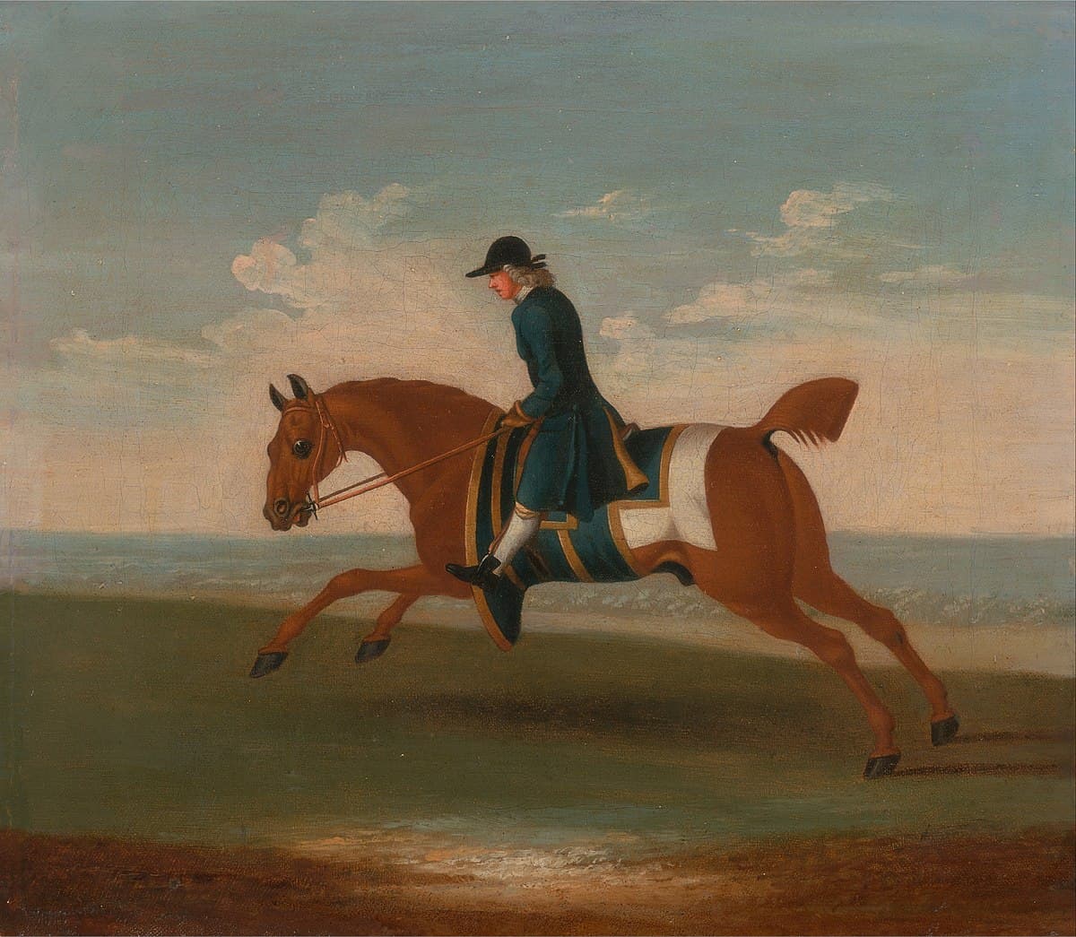 Jockey in Blue on a Chestnut Horse by Edgar Degas