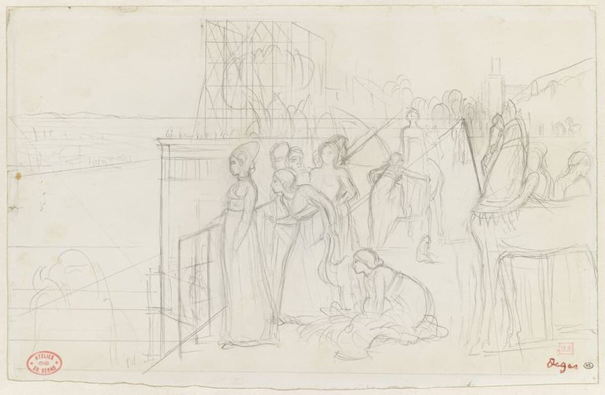 Study for Semiramis Building Babylon by Edgar Degas