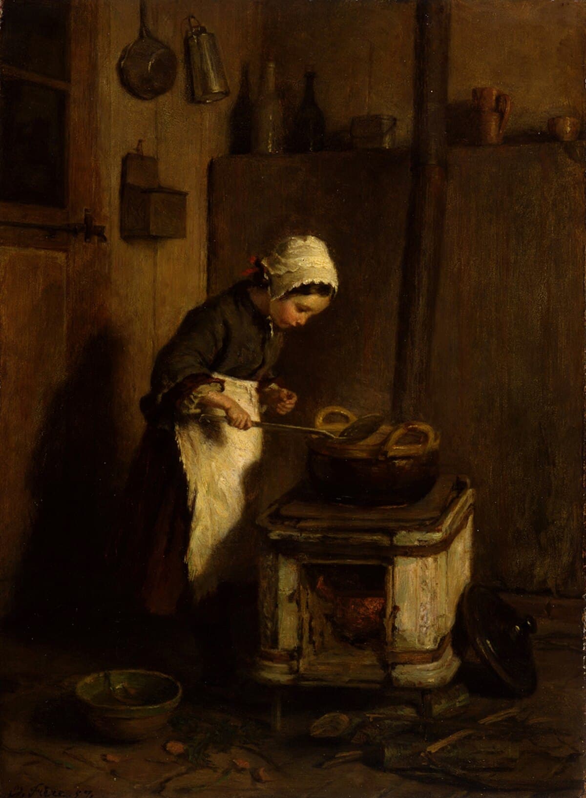 Girl Kindling a Stove by Edvard Munch