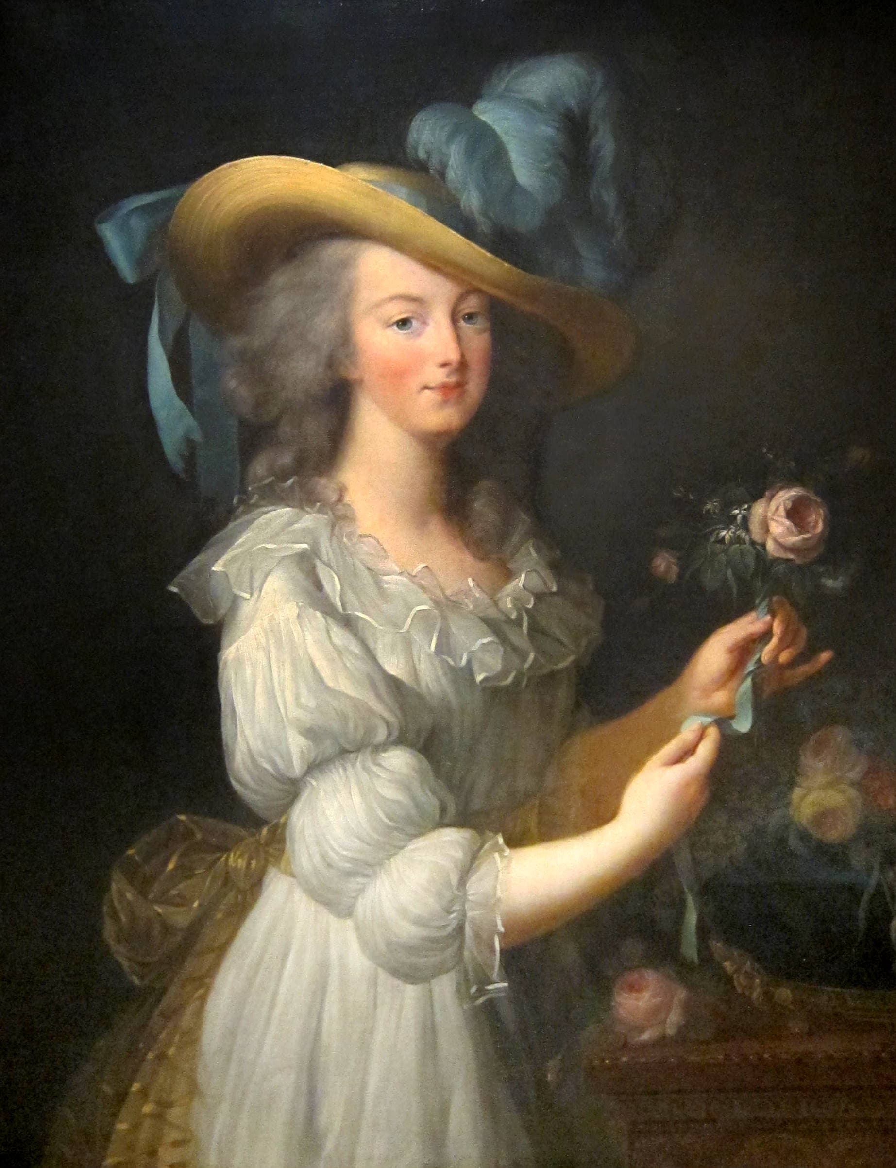 Marie Antoinette in a Muslin dress by Élisabeth Vigée Le Brun