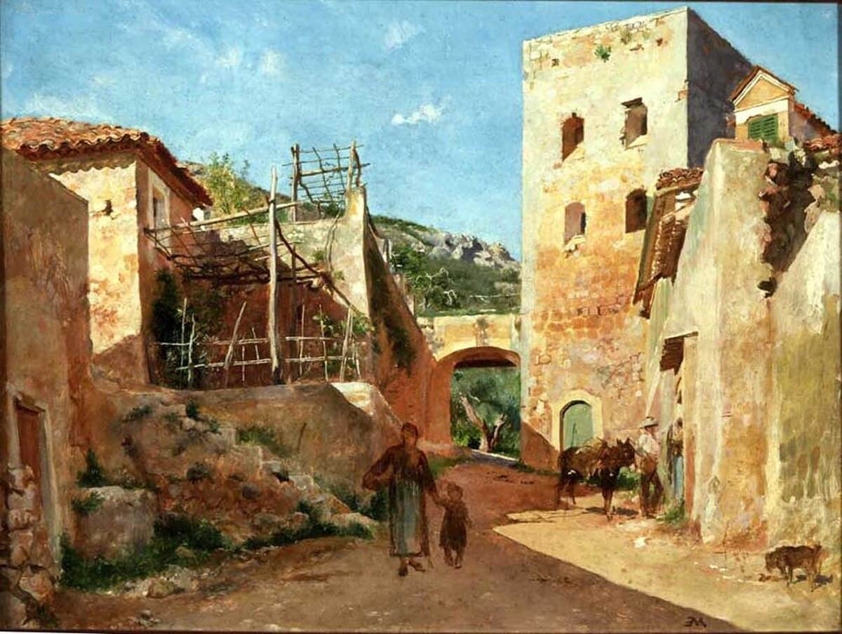 Street Scene near Antibes by Ernest Meissonier