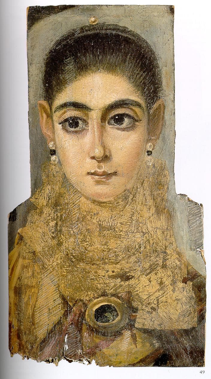 Fayum Mummy Portrait by Ancient Egyptian (Unknown) (150), Encaustic on wood