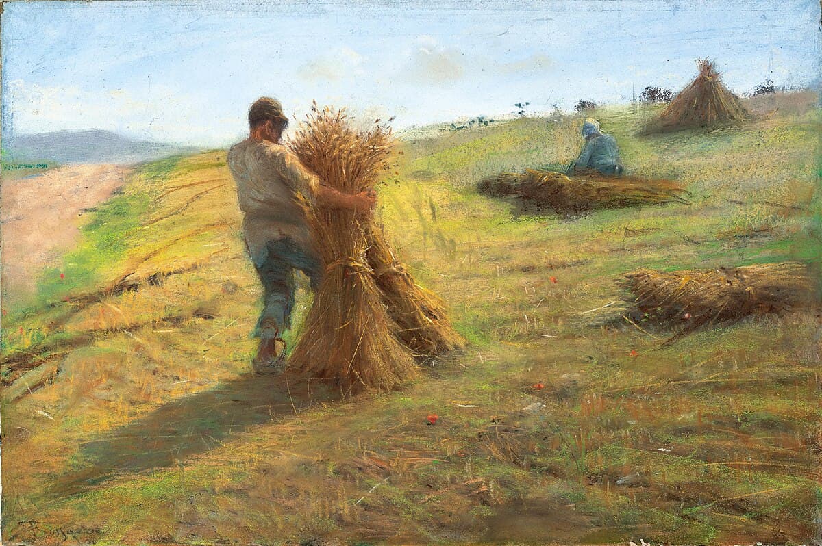 At the grain harvest by Ford Madox Brown
