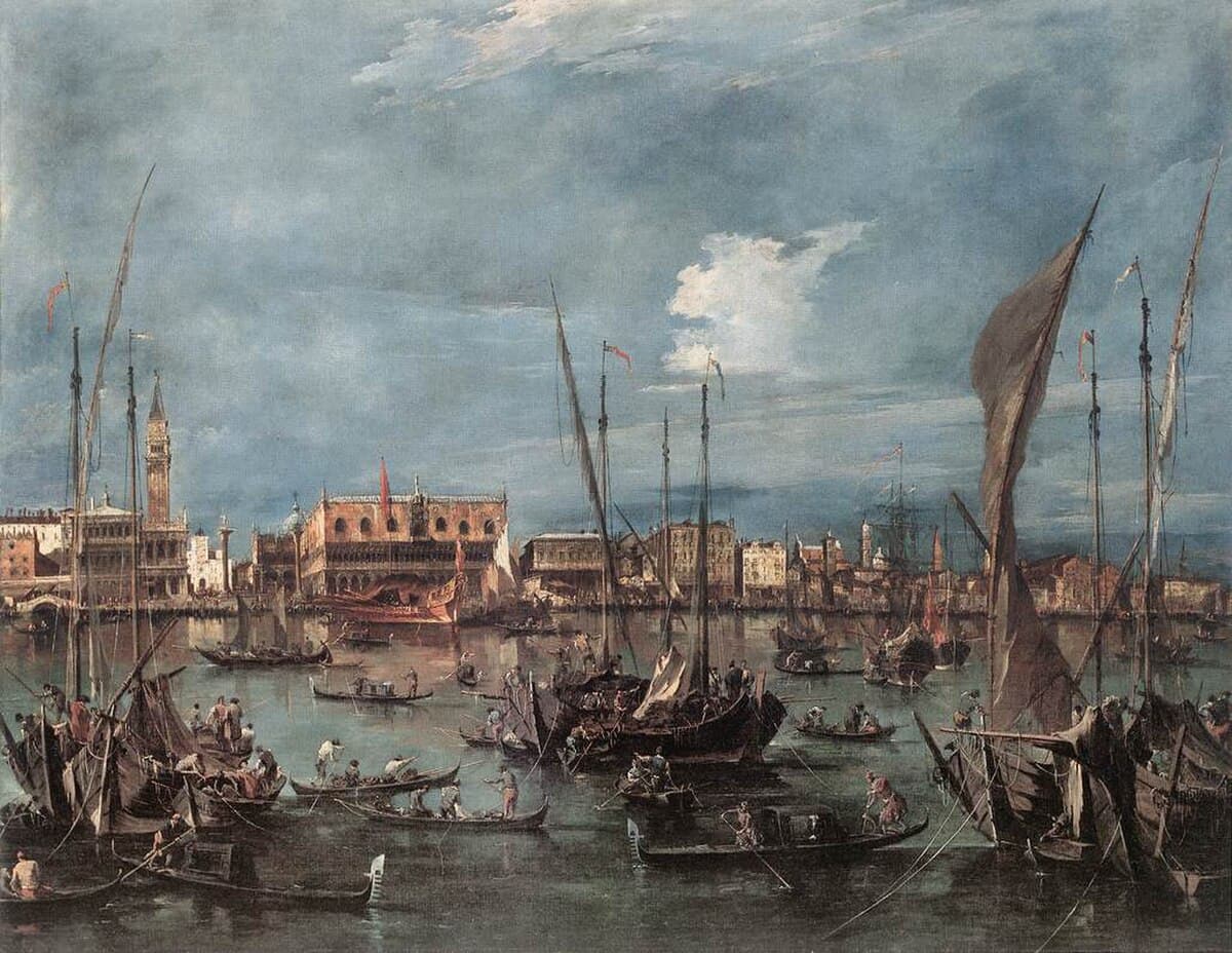 The Molo and the Riva degli Schiavoni from the Bacino di San Marco by Francesco Guardi