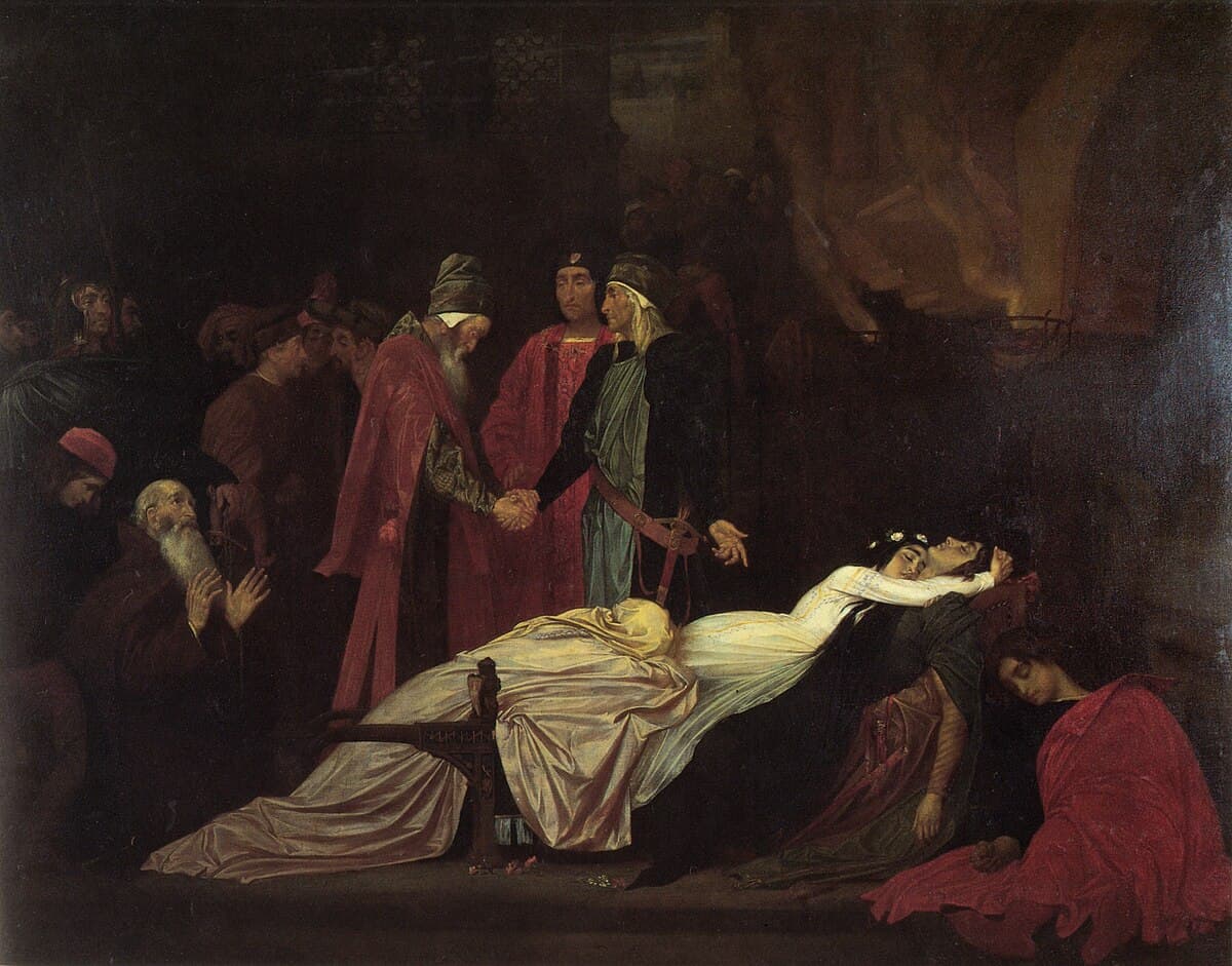 The Reconciliation of the Montagues and Capulets by Frederic Leighton at Private Collection