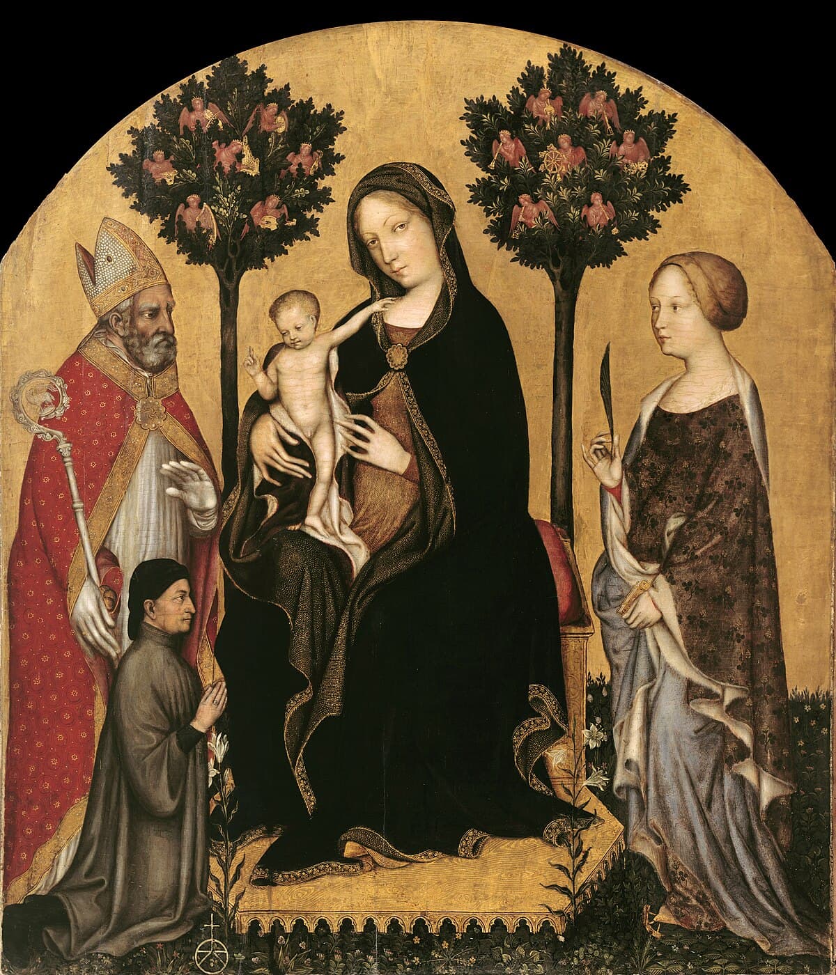Madonna with Child and St.Catherine, St.Nicolas and Donor Gentile da Fabriano by Gentile da Fabriano