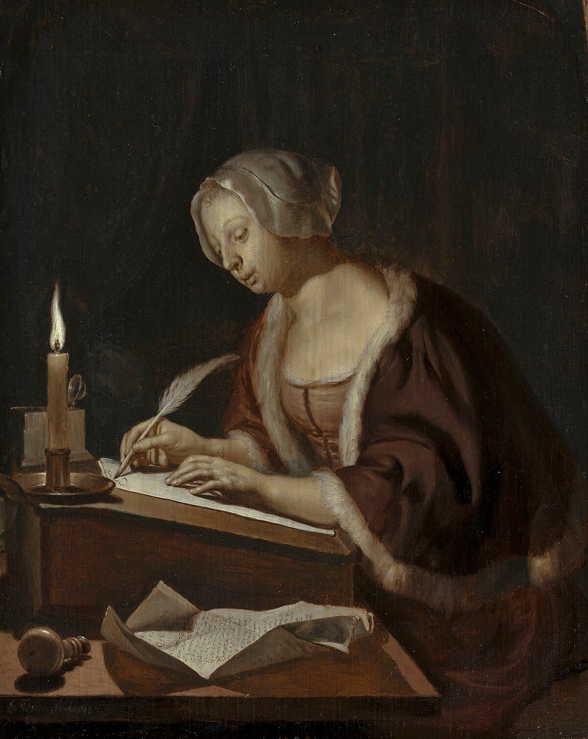 Woman Writing A Letter by Gerard ter Borch