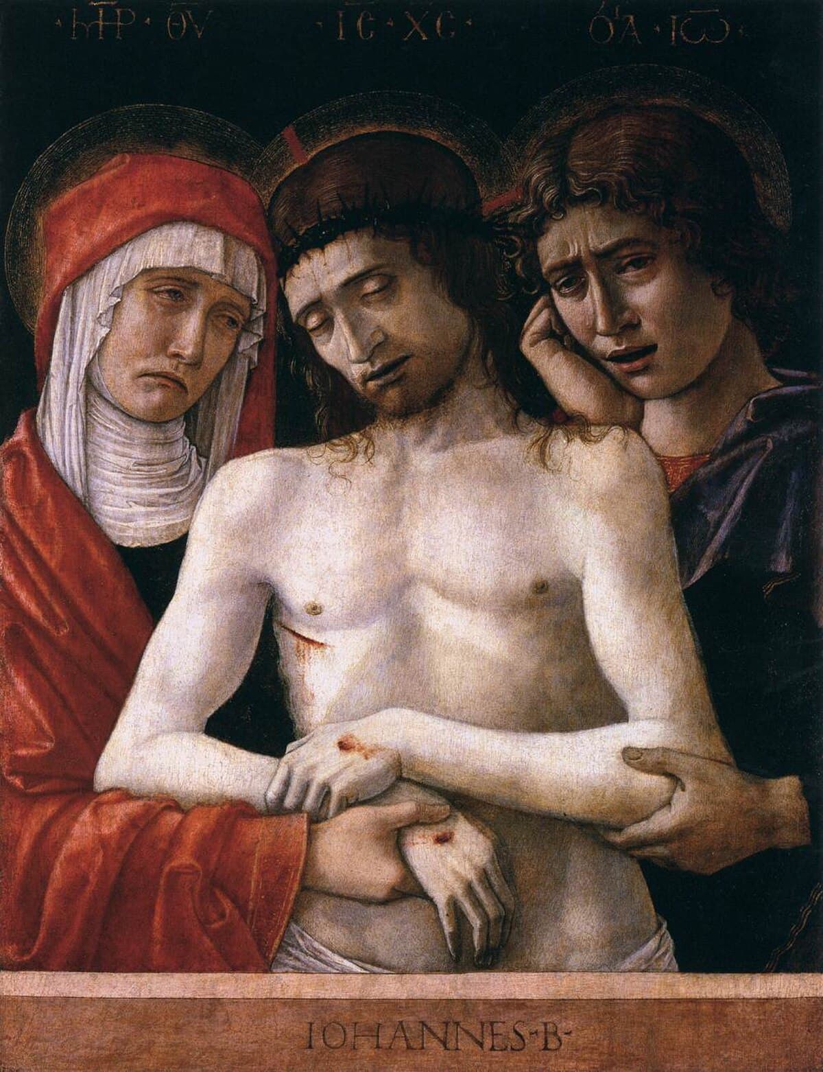 Dead Christ Supported by Madonna and St. John by Giovanni Bellini