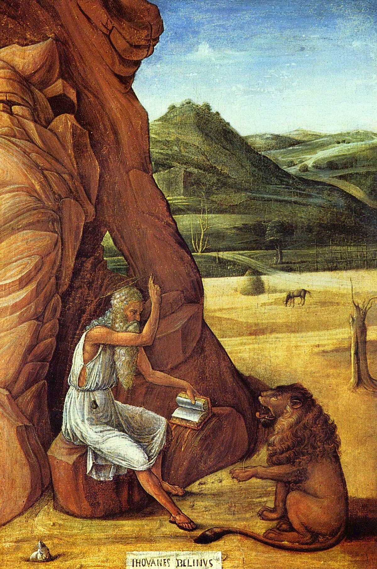 St. Jerome in the Wilderness by Giovanni Bellini (1496), oil painting at Barber Institute of Fine Arts, Birmingham