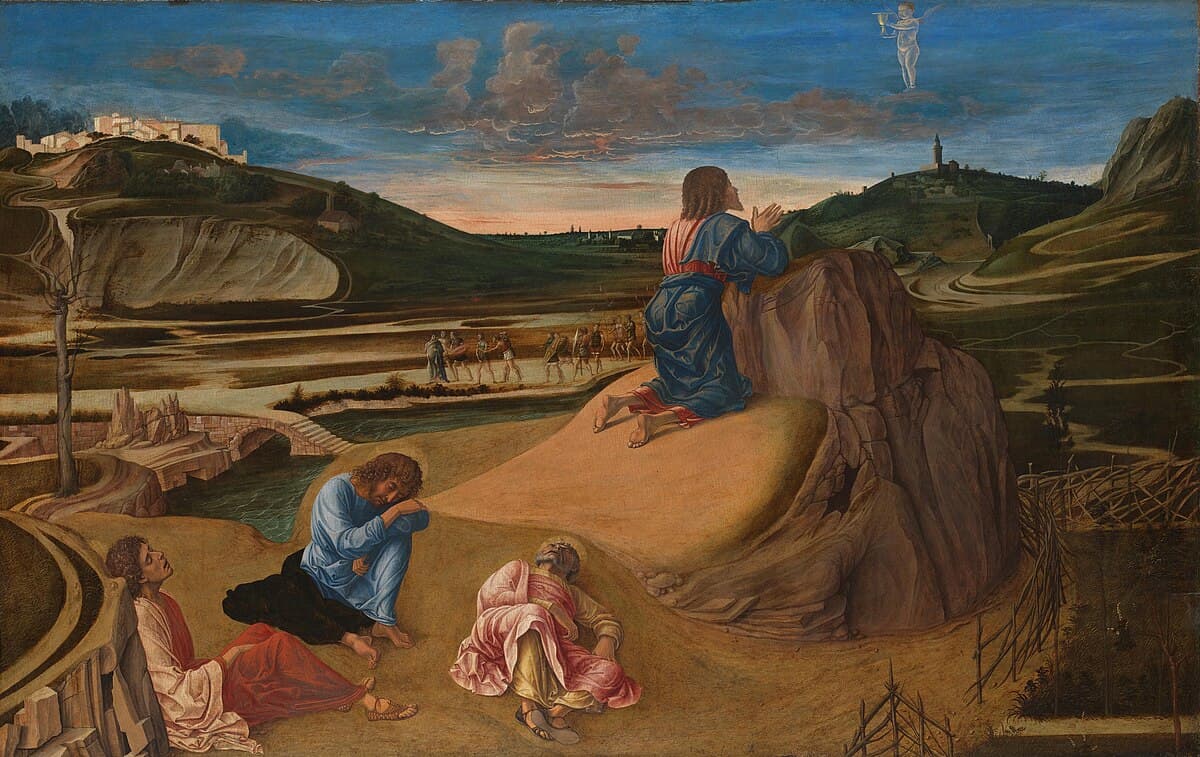 The Agony in the Garden by Giovanni Bellini (1459), tempera at National Gallery