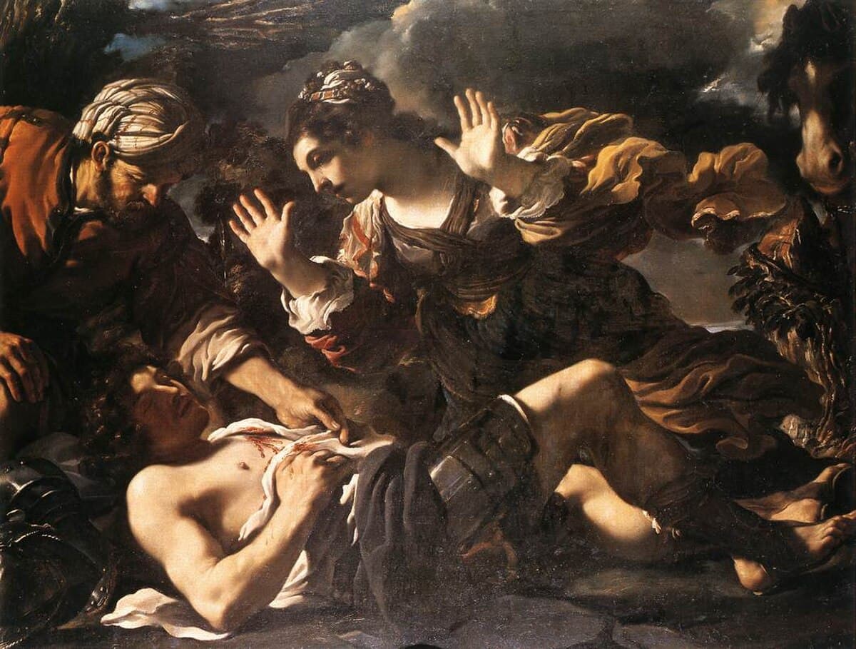 Erminia Finds the Wounded Tancred by Guercino at Galleria Doria Pamphilj