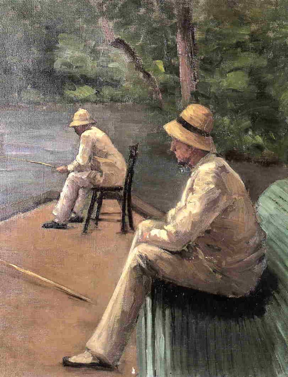 Fishermen on the Banks of the Yerres by Gustave Caillebotte at Private Collection