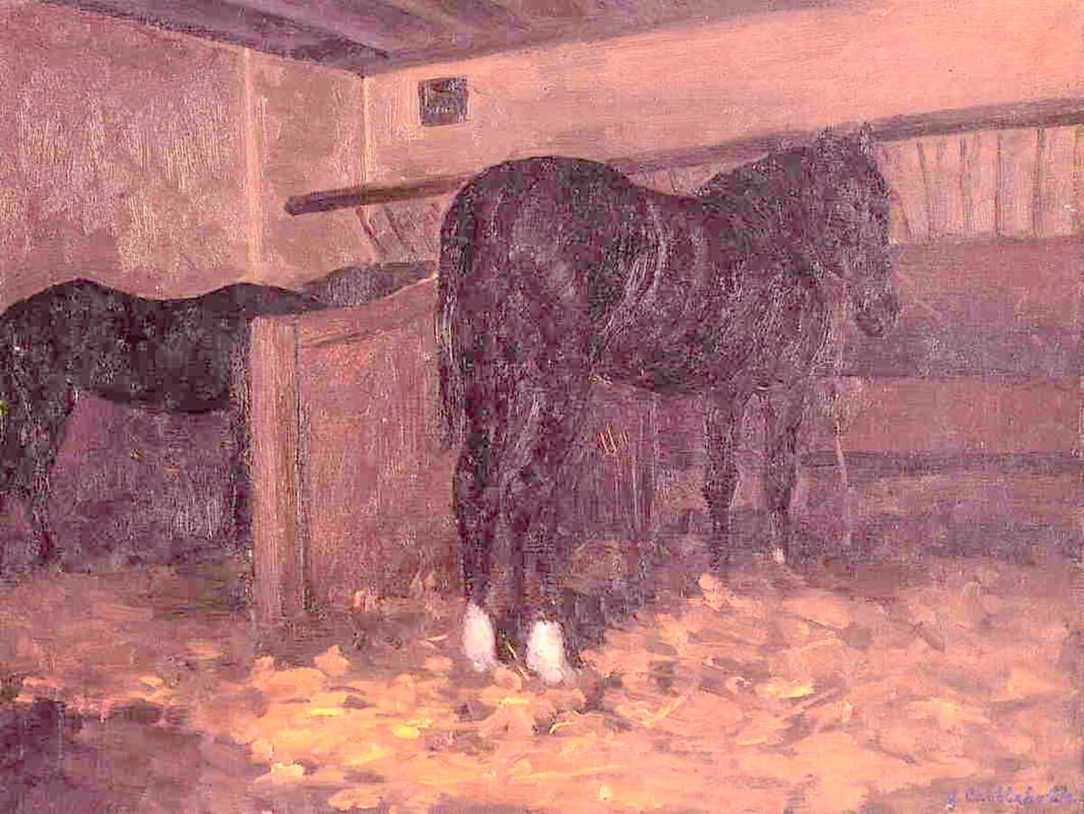 Horses in the Stable by Gustave Caillebotte at Private Collection
