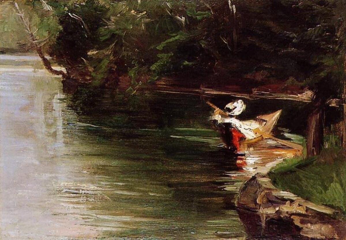 Landscape, Banks of the Yerres by Gustave Caillebotte at Private Collection