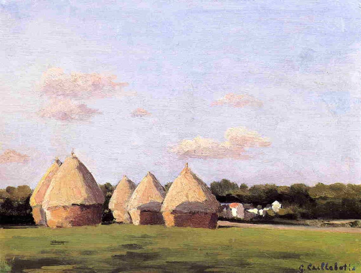 Landscape with Haystacks by Gustave Caillebotte at Private Collection