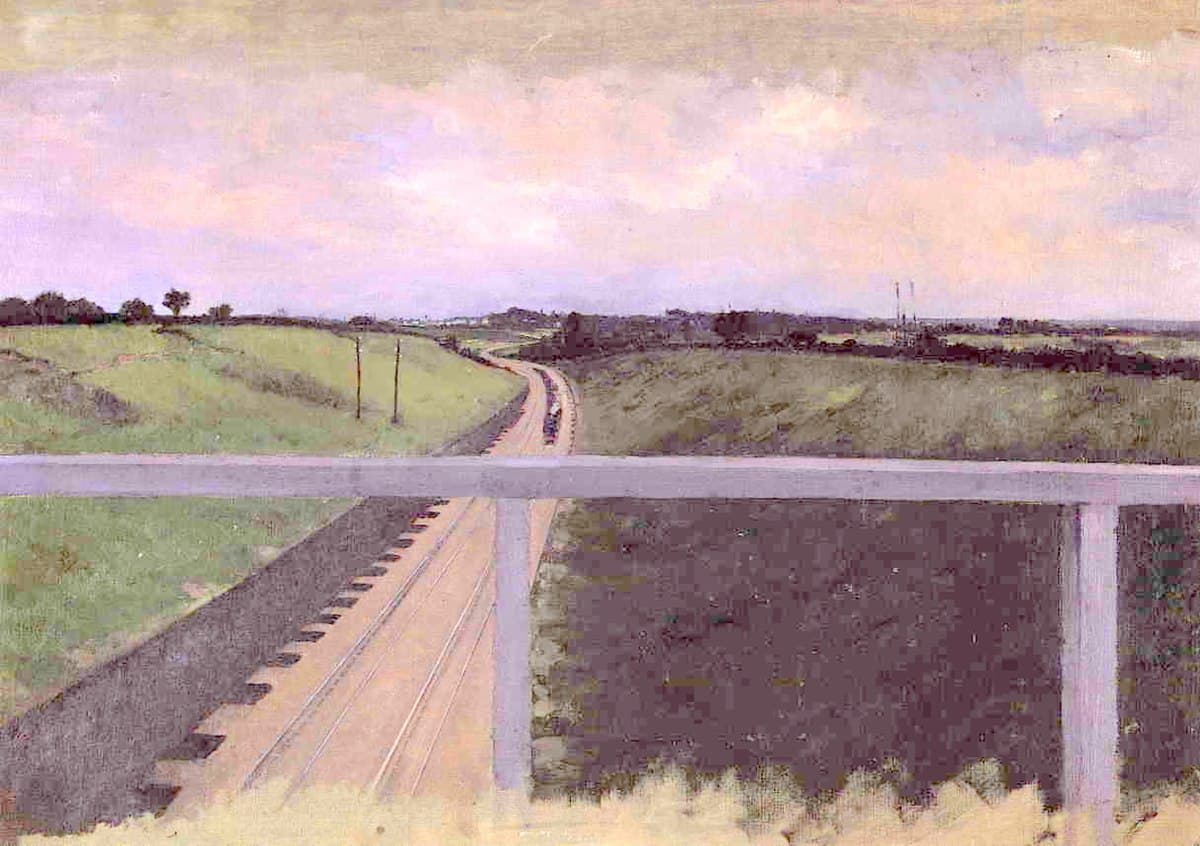 Landscape with Railway Tracks by Gustave Caillebotte at Private Collection