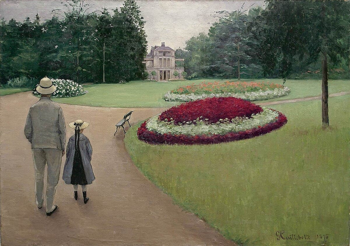 The Park on the Caillebotte Property at Yerres by Gustave Caillebotte at Private Collection
